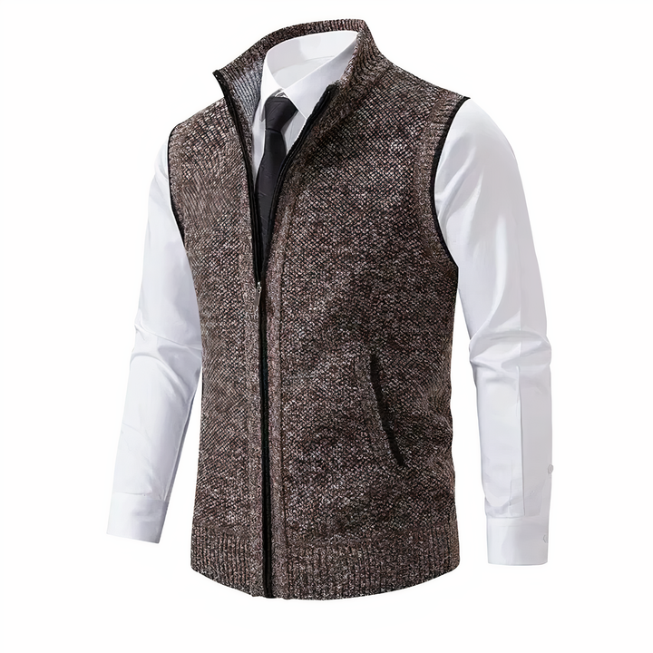 Women's Elegant Sleeveless Fleece Vest for Layering in Brown