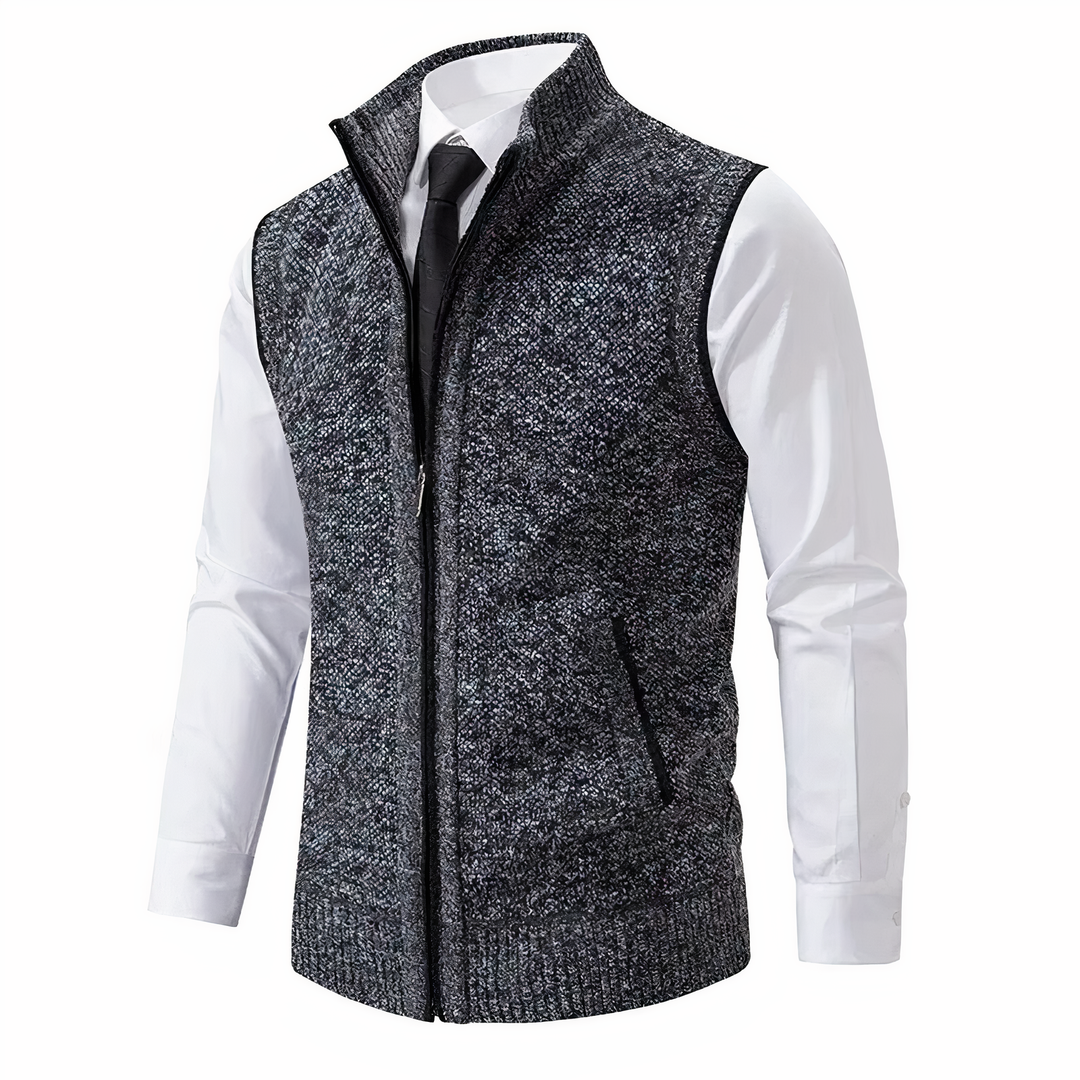 Women's Elegant Sleeveless Fleece Vest for Layering in Dark Grey