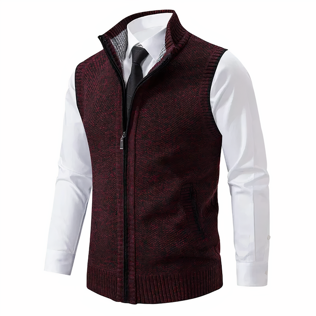 Women's Elegant Sleeveless Fleece Vest for Layering in Red