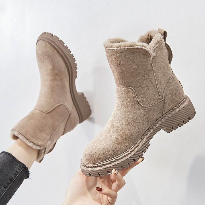 Women's Elegant Slip-On Ankle Boots for Fall in Beige 2