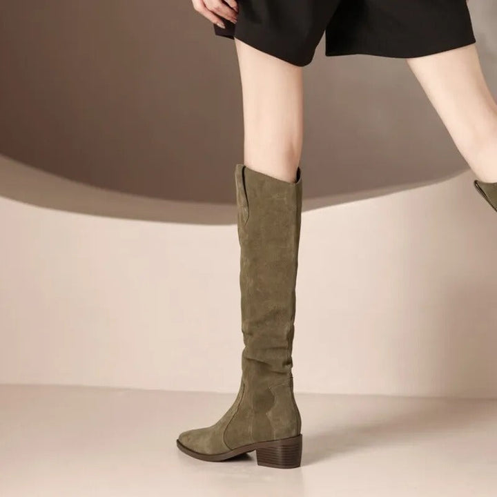Women's Elegant Suede Boots with Vintage Ruffles (3)