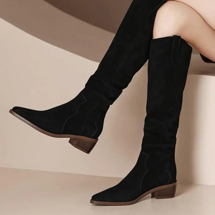Women's Elegant Suede Boots with Vintage Ruffles (4)