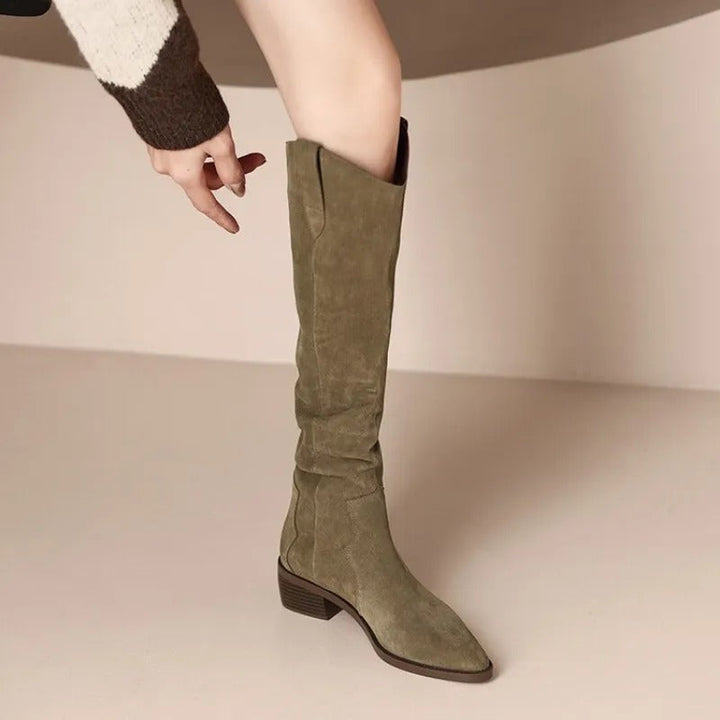Women's Elegant Suede Boots with Vintage Ruffles (5)