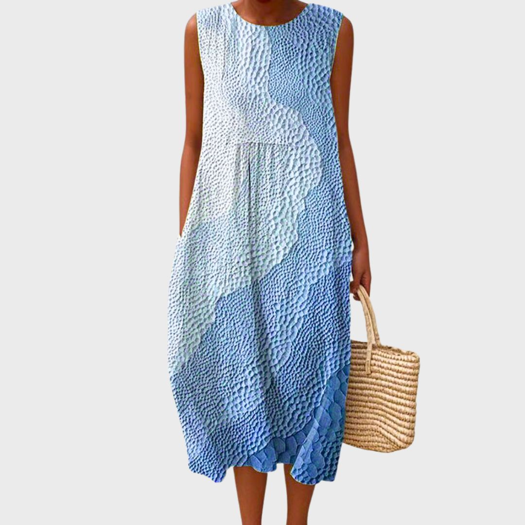 Women's Elegant Vintage Midi Dress in Blau 1