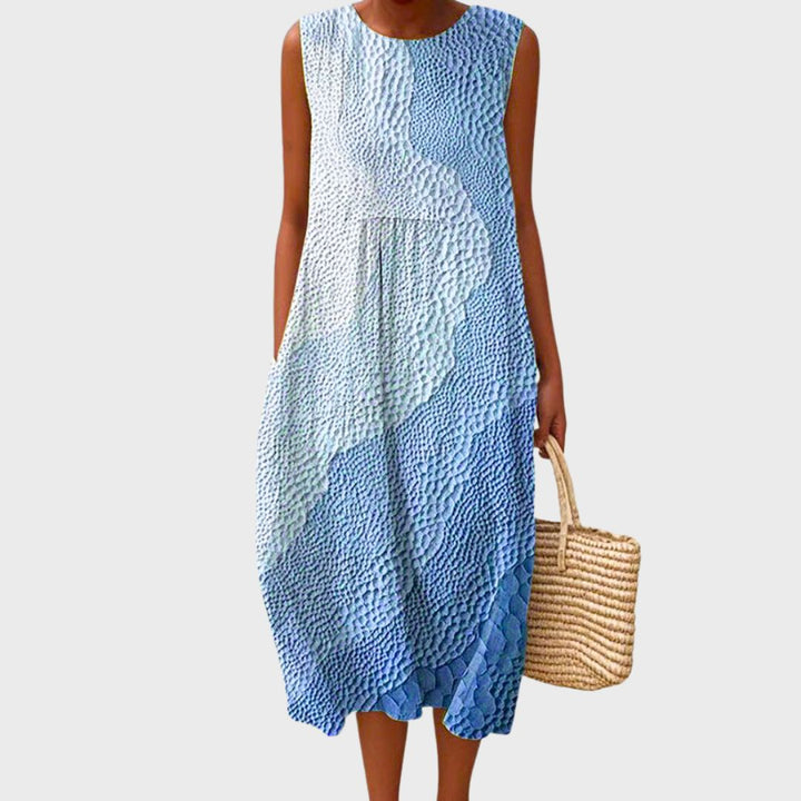 Women's Elegant Vintage Midi Dress in Blau 1