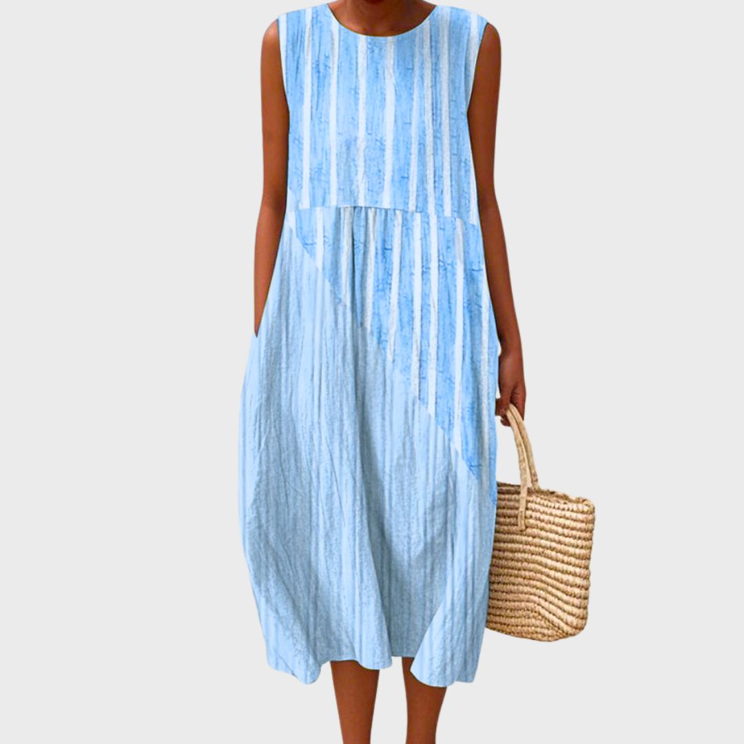 Women's Elegant Vintage Midi Dress in Blau 2
