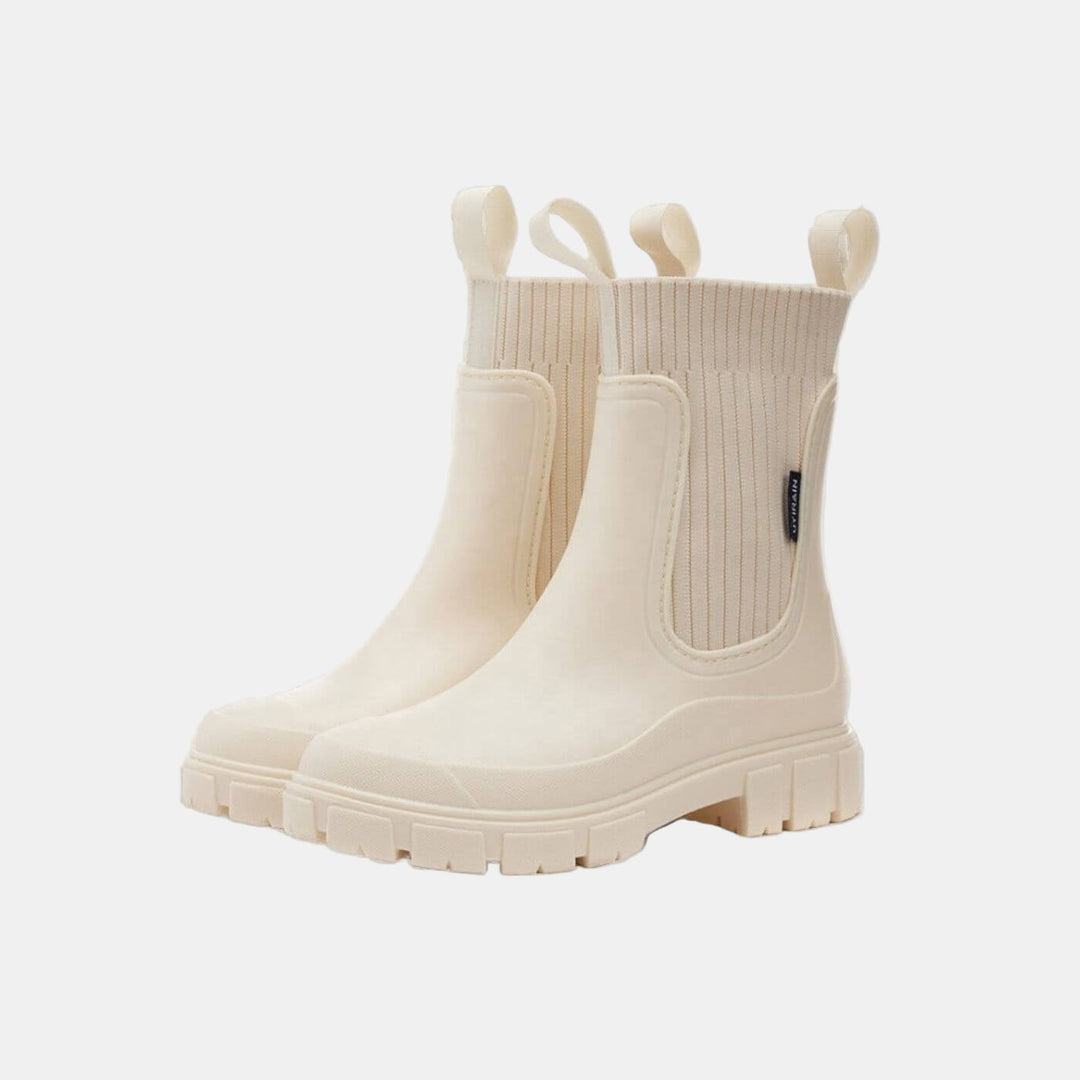 Women's Elegant Waterproof Slip-Resistant Boots in Off-White