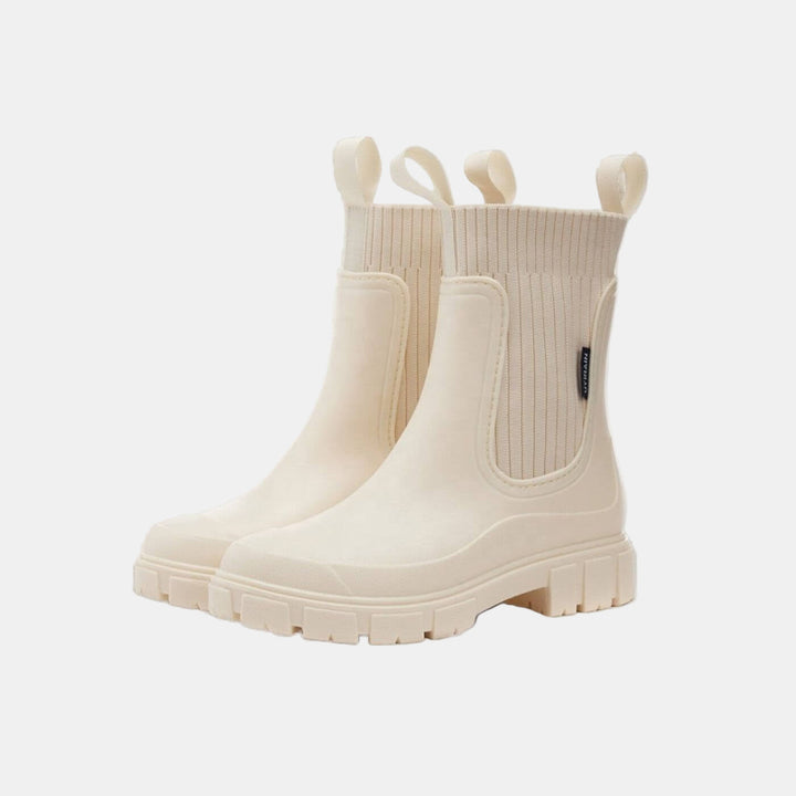 Women's Elegant Waterproof Slip-Resistant Boots in Off-White