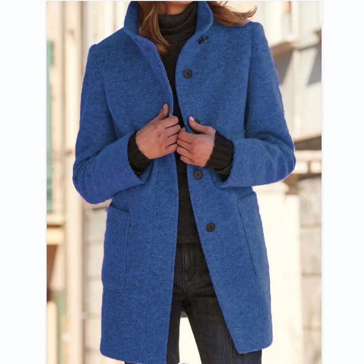 Women's Elegant Wool Jacket for Fall in Dark Blue