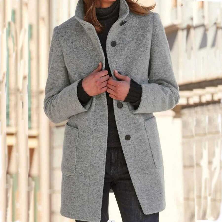 Women's Elegant Wool Jacket for Fall in Grey