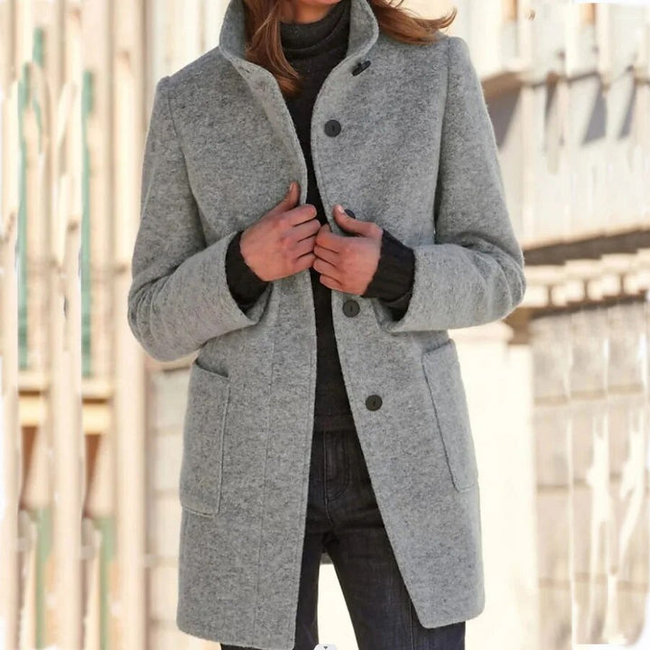 Women's Elegant Wool Jacket for Fall in Grey