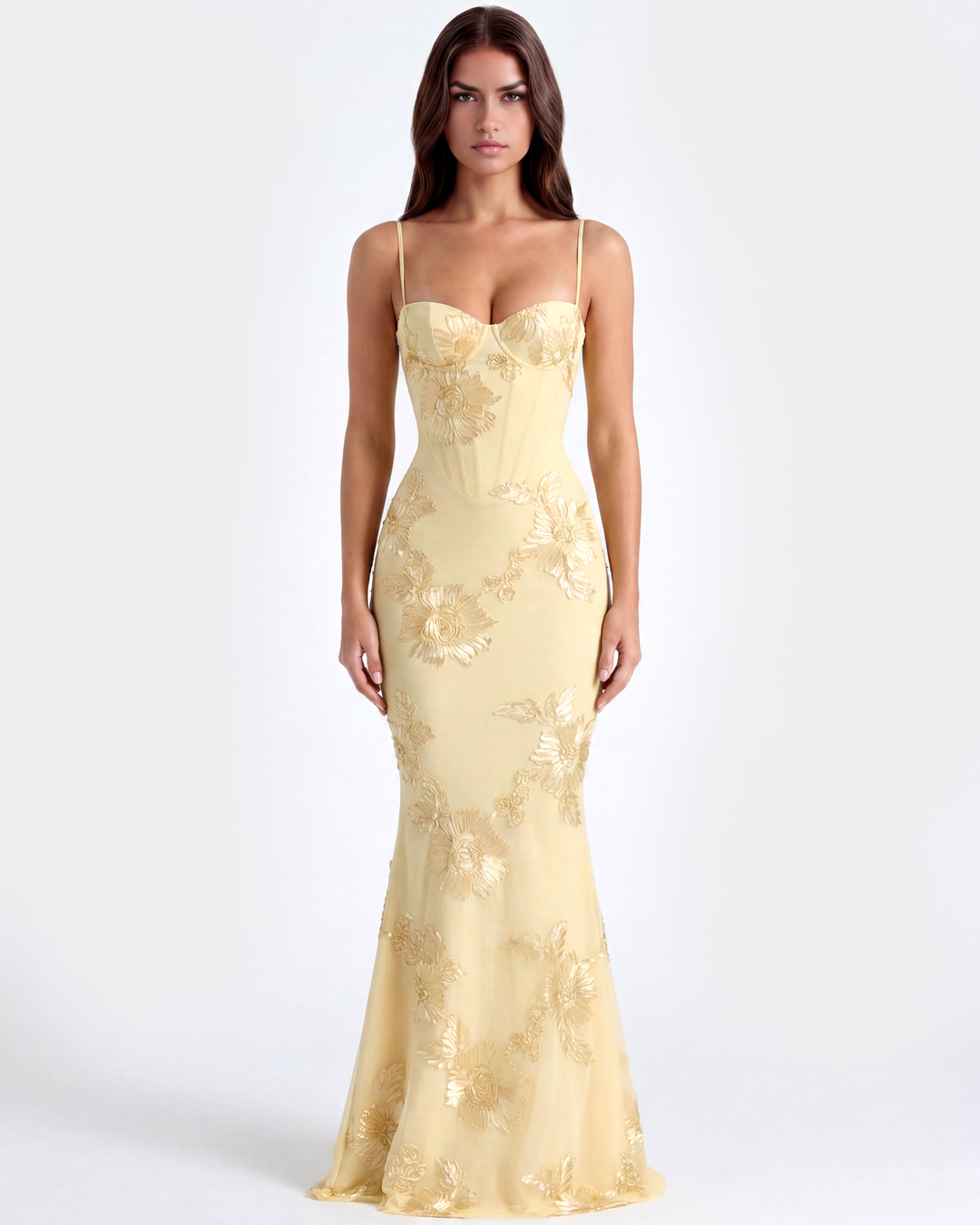 Women's Embroidered Fall Wedding Guest Maxi Dress