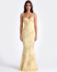 Aria | Women's Embroidered Fall Wedding Guest Maxi Dress