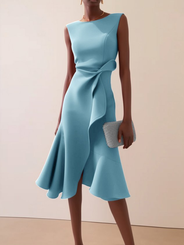 Women's Evening Dress Asymmetrical Midi in Light Blue