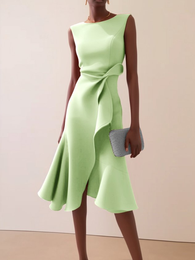 Women's Evening Dress Asymmetrical Midi in Light Green