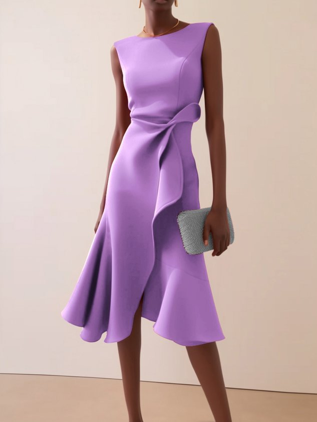 Women's Evening Dress Asymmetrical Midi in Violett