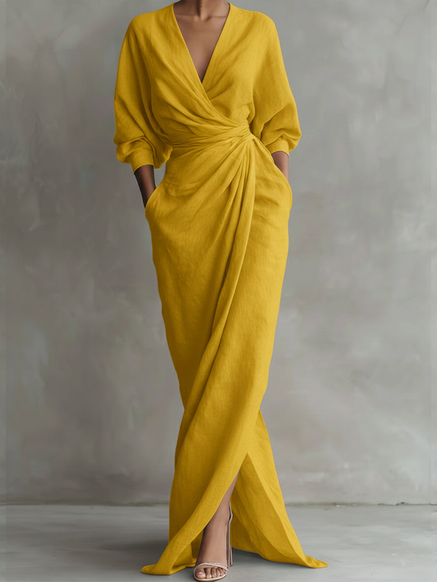 Women's Evening Dress, Elegant and Versatile in Yellow