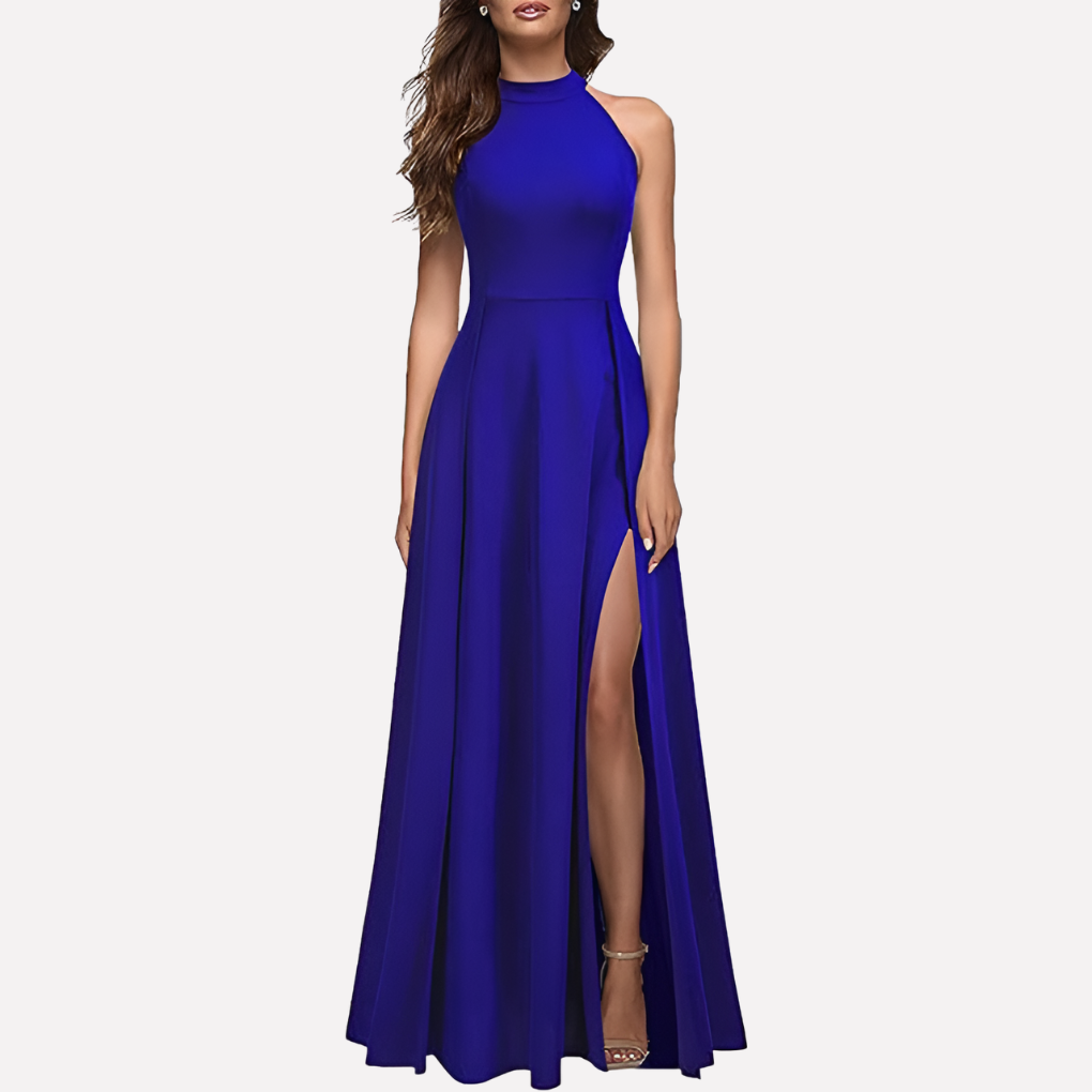 Women's Evening Maxi Dress for Fall Wedding Guests in Light Blue