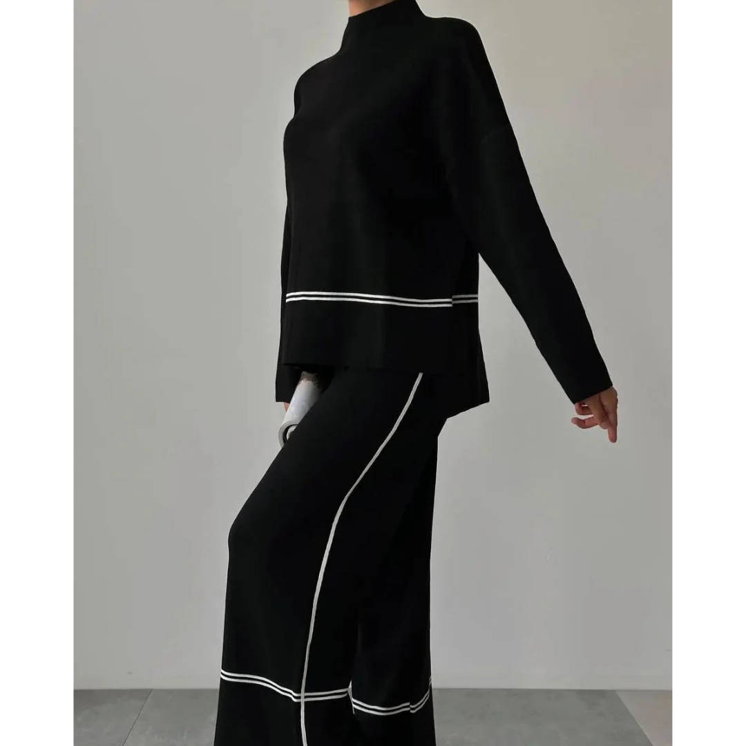 Women's Everyday Casual Two-Piece Set in Black