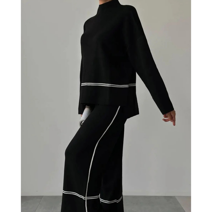 Women's Everyday Casual Two-Piece Set in Black