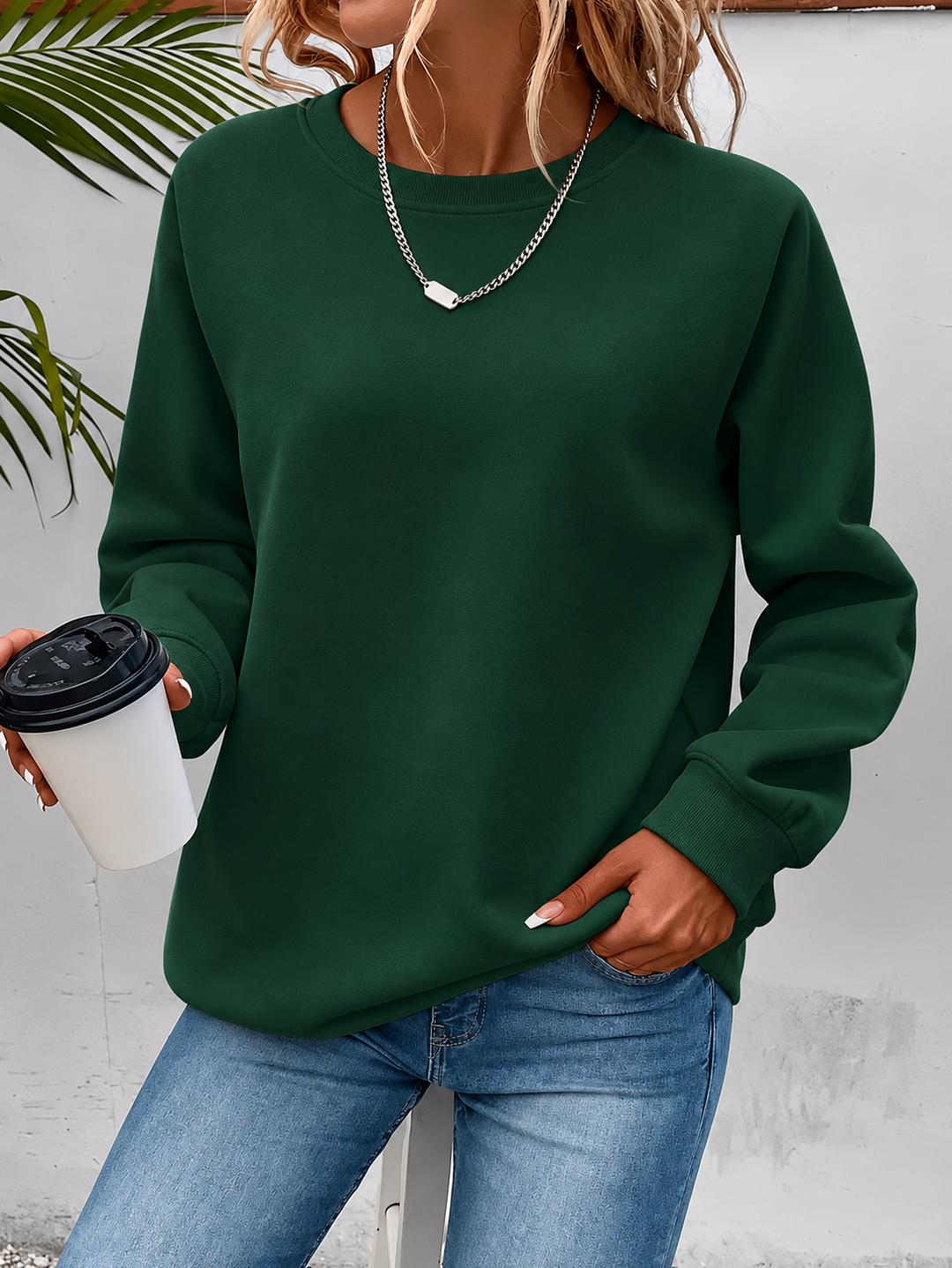 Women's Everyday Sweatshirt with Flattering Fit in Green