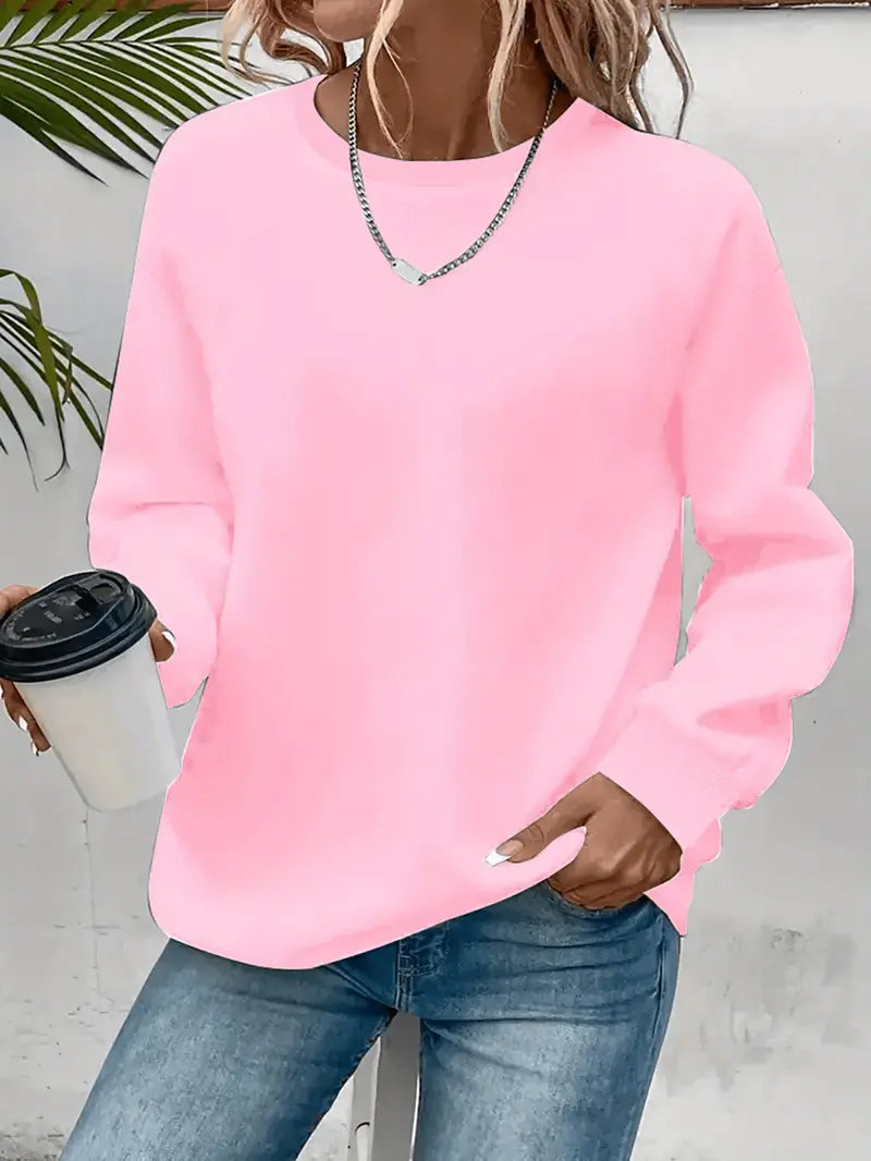 Women's Everyday Sweatshirt with Flattering Fit in Pink