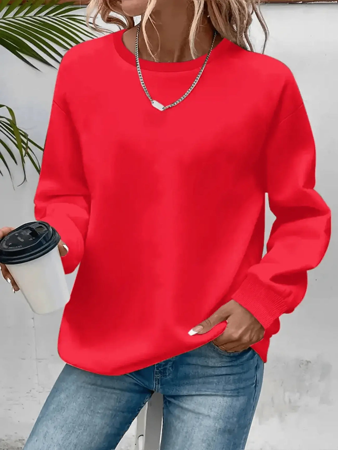 Women's Everyday Sweatshirt with Flattering Fit in Red