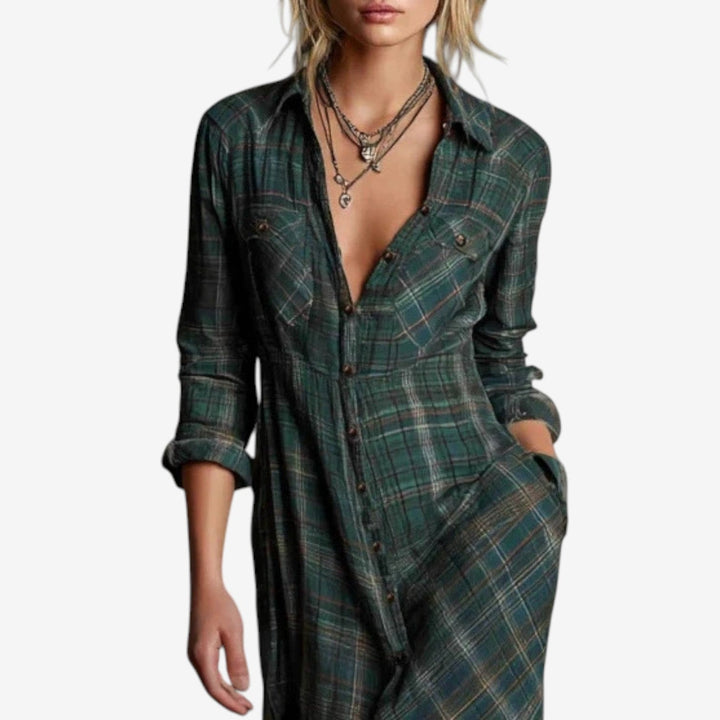 Women's Fall Dress in Minimalist Midi Shirt (5)