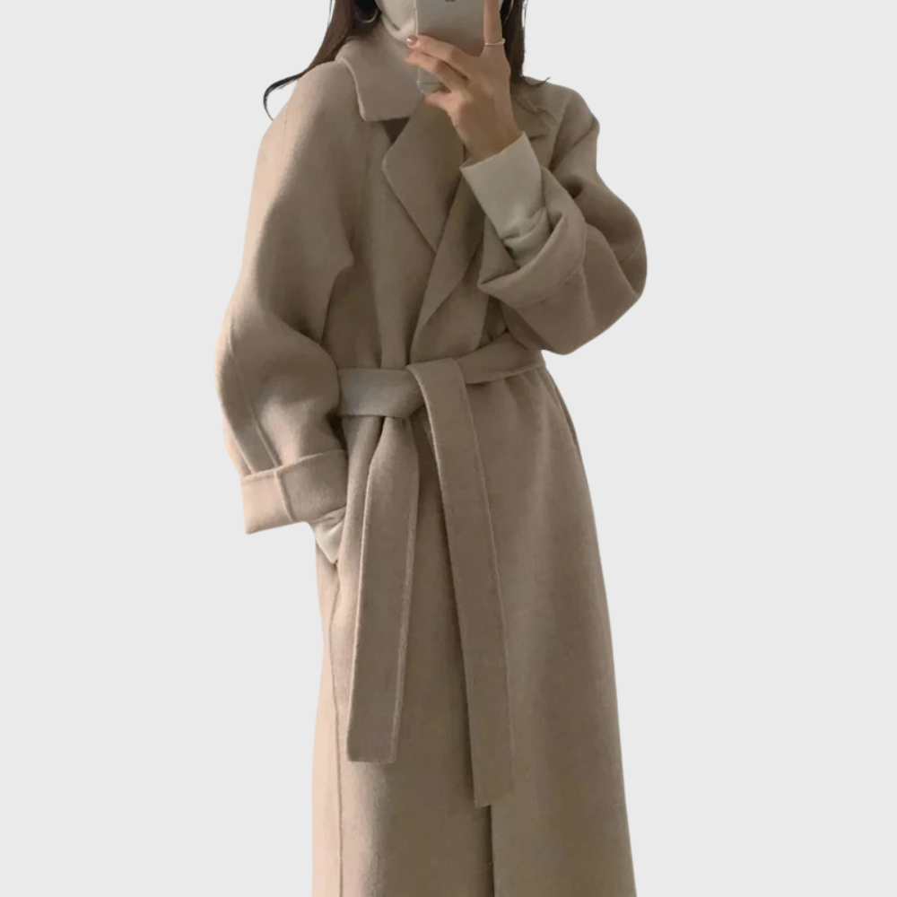 Women's Fall Jacket in Belted Blend in Apricot