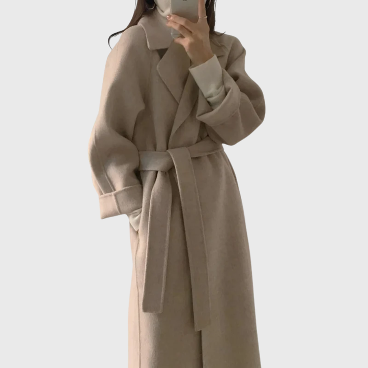 Women's Fall Jacket in Belted Blend in Apricot