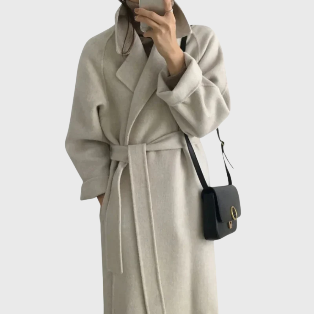 Women's Fall Jacket in Belted Blend in Beige