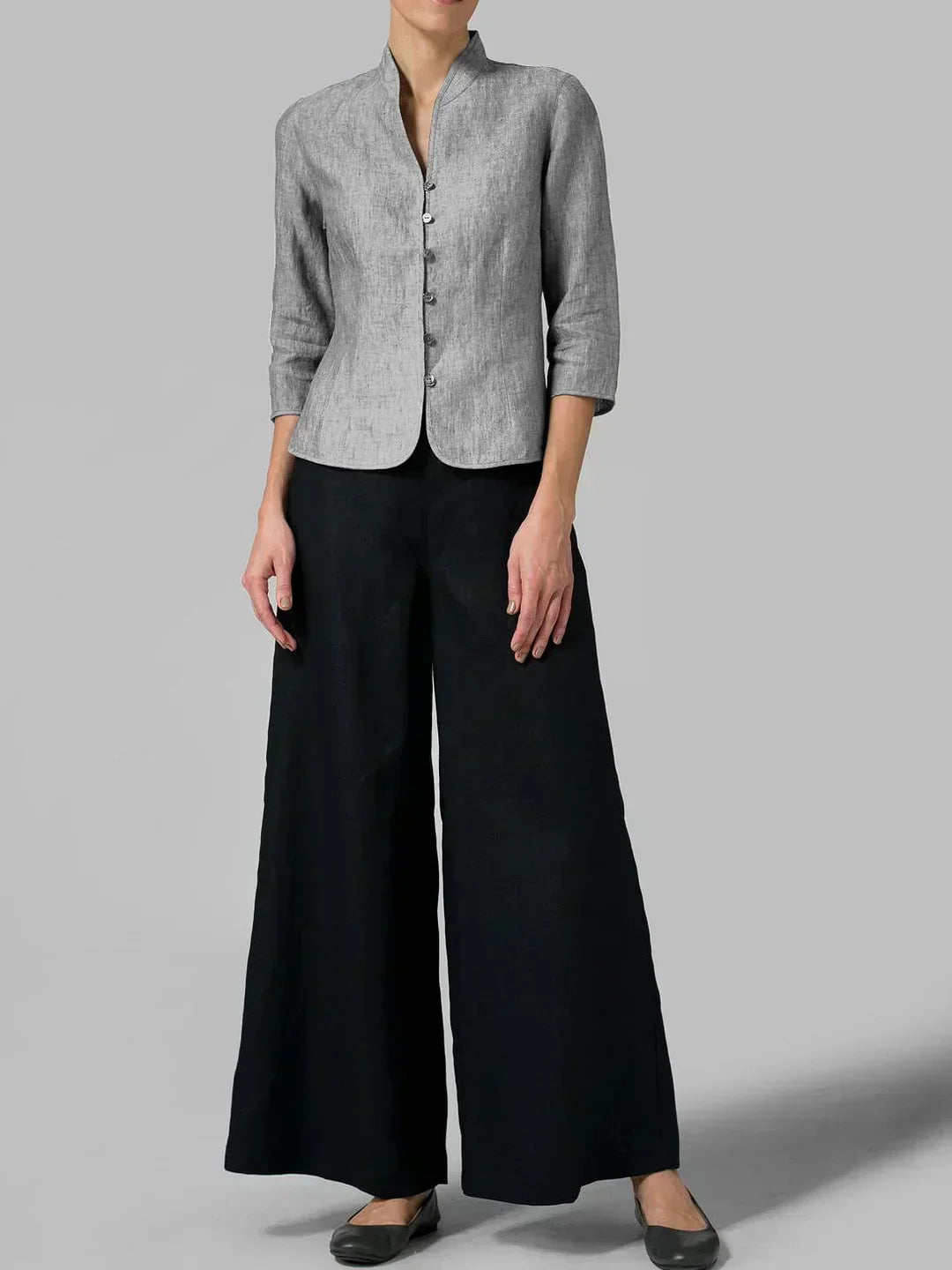 Women's Fall Jacket in Linen in Grey