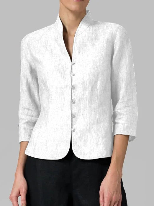 Women's Fall Jacket in Linen in White
