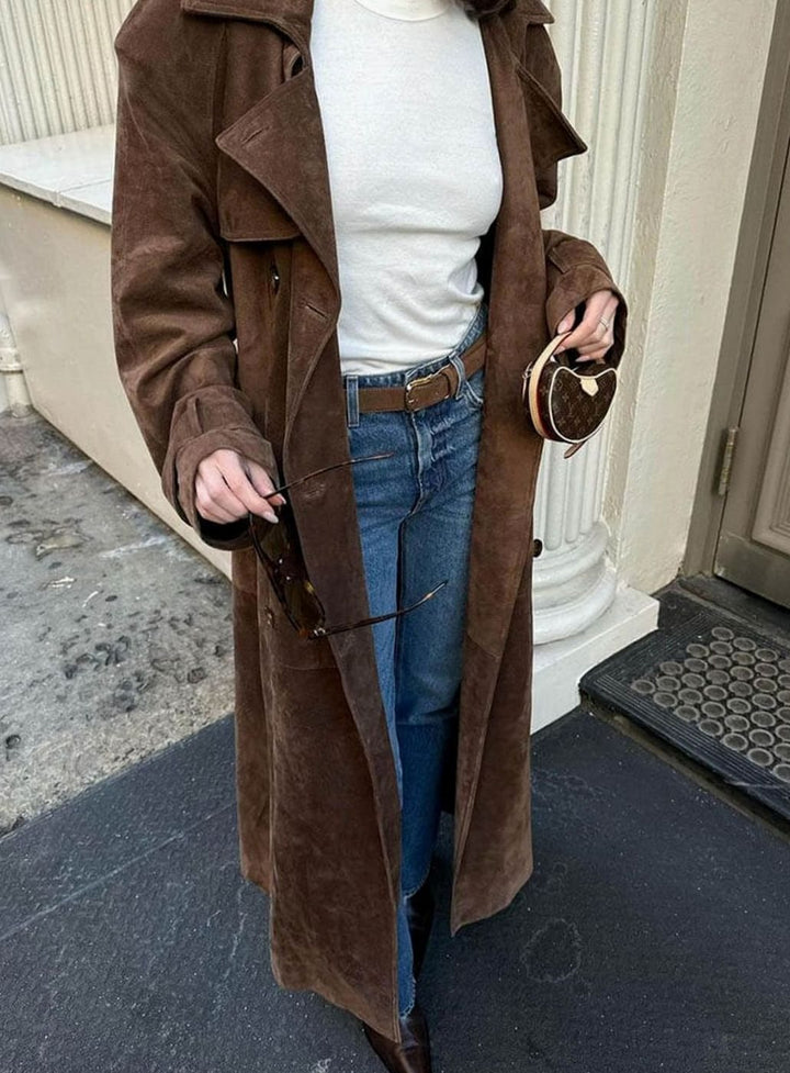 Women's Fall Jacket in Soft Suede Midi