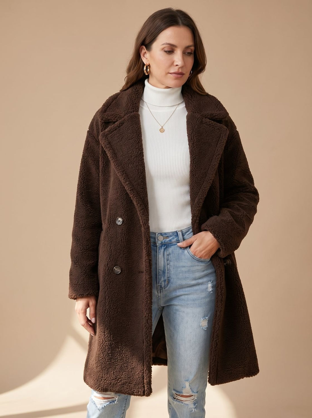 Women's Fall Jacket Oversized Teddy Faux Fur (8)