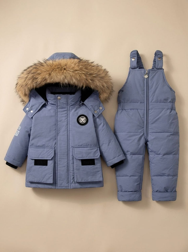 Women's Fall Jacket Puffer Snowsuit Set in Blue