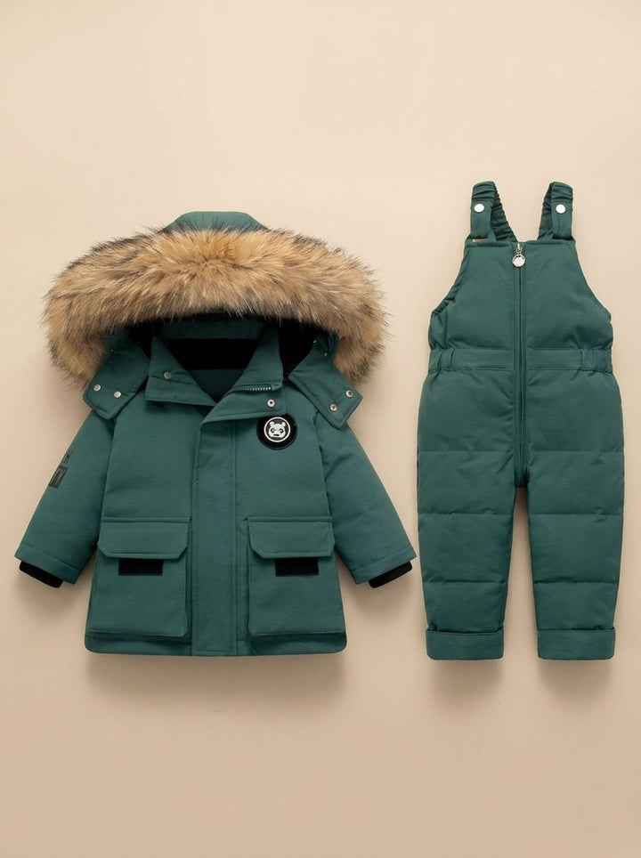 Women's Fall Jacket Puffer Snowsuit Set in Green