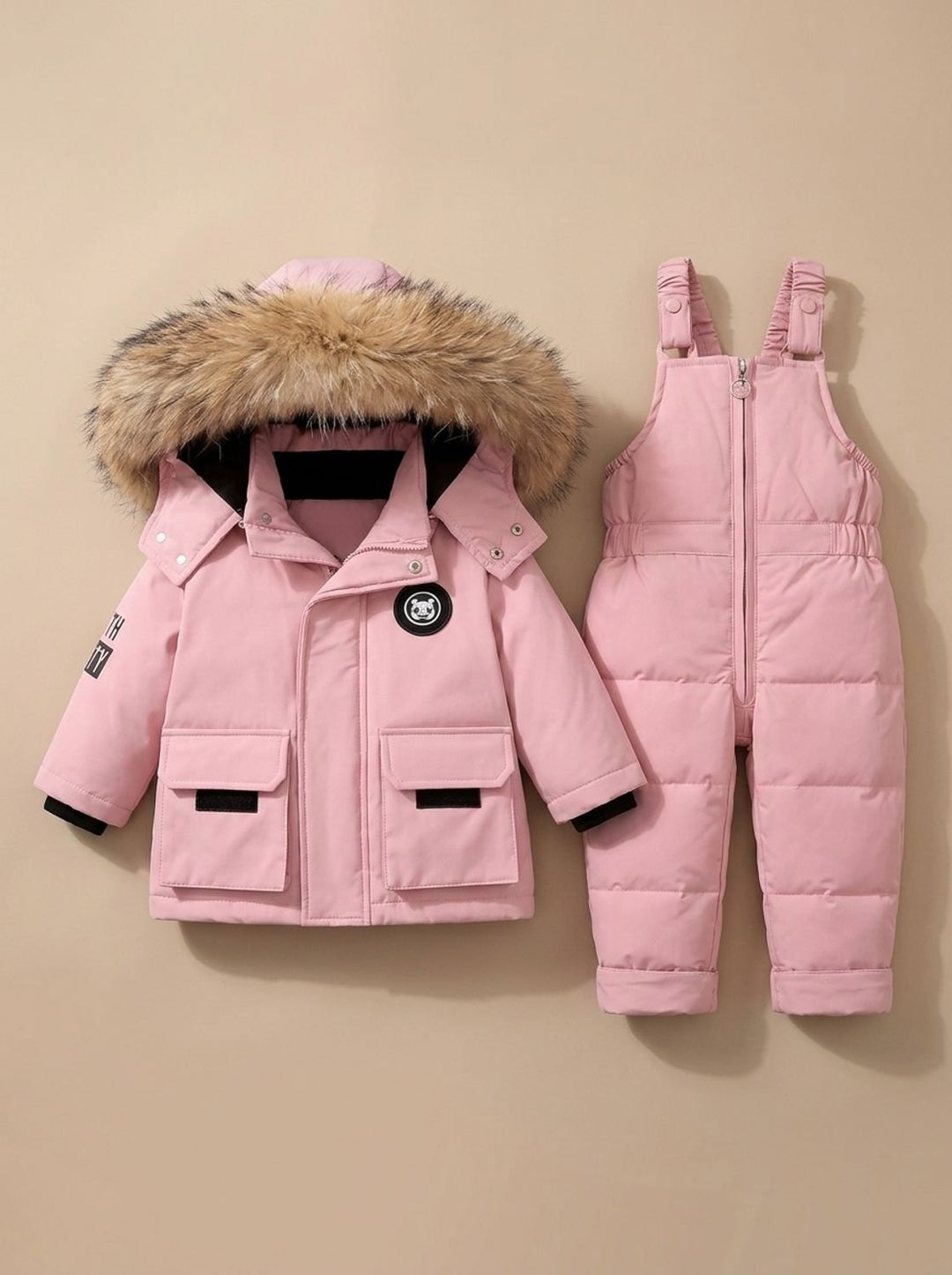 Women's Fall Jacket Puffer Snowsuit Set in Pink