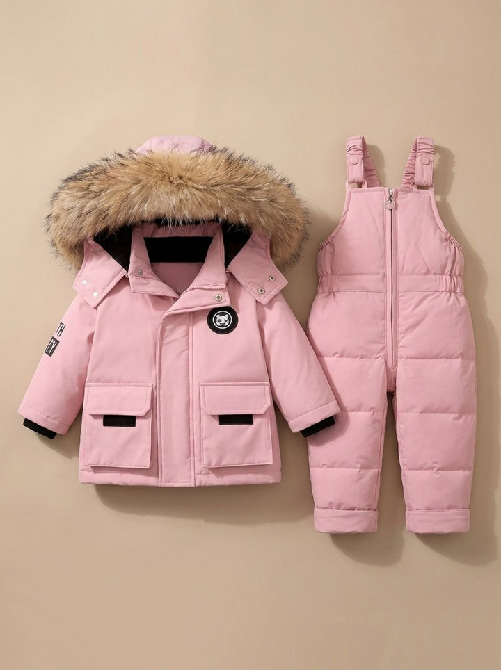 Women's Fall Jacket Puffer Snowsuit Set in Pink
