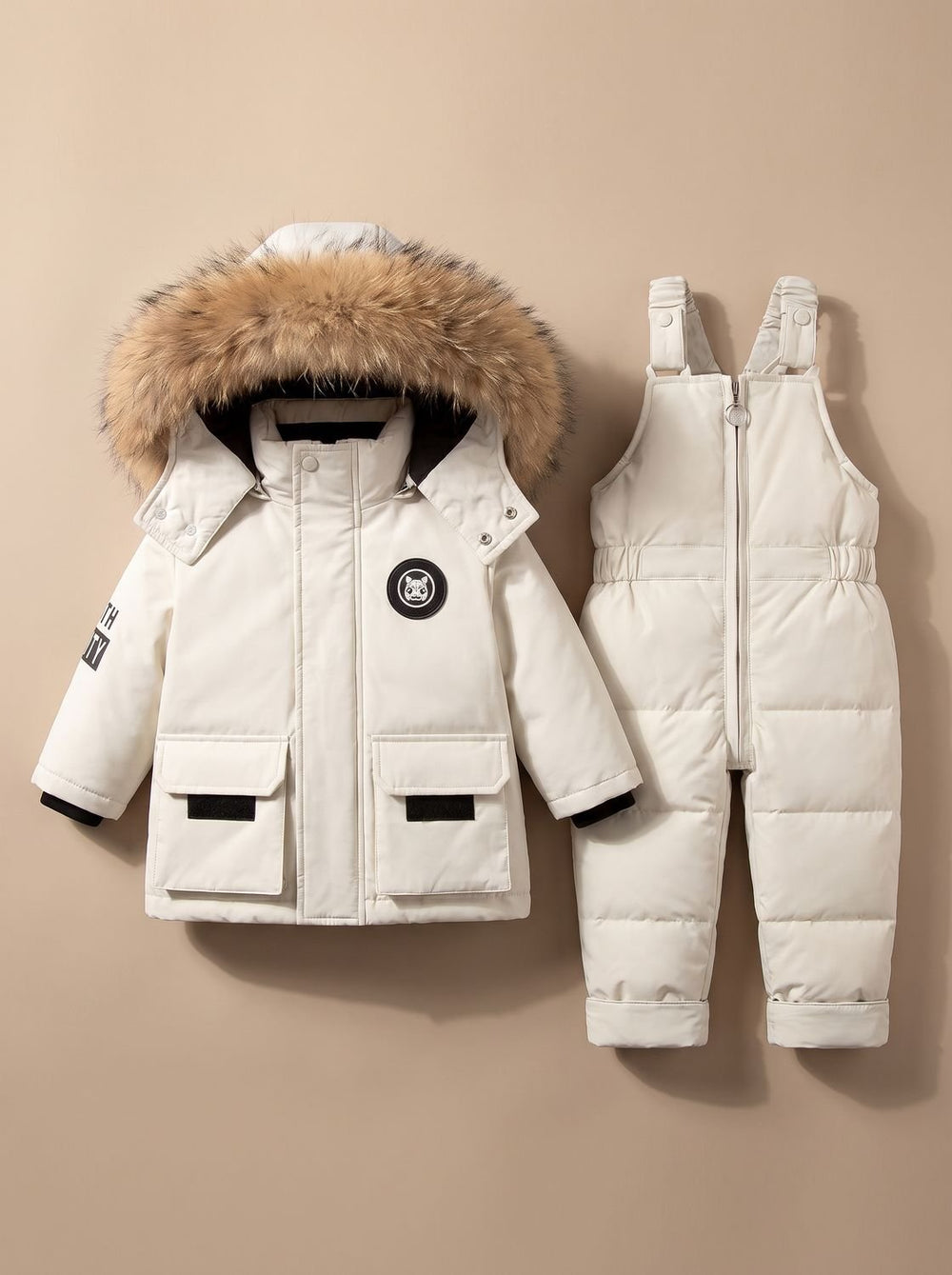 Women's Fall Jacket Puffer Snowsuit Set in White