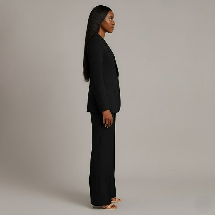 Women's Fall Jacket Suit with Tailored Trousers in Black 2