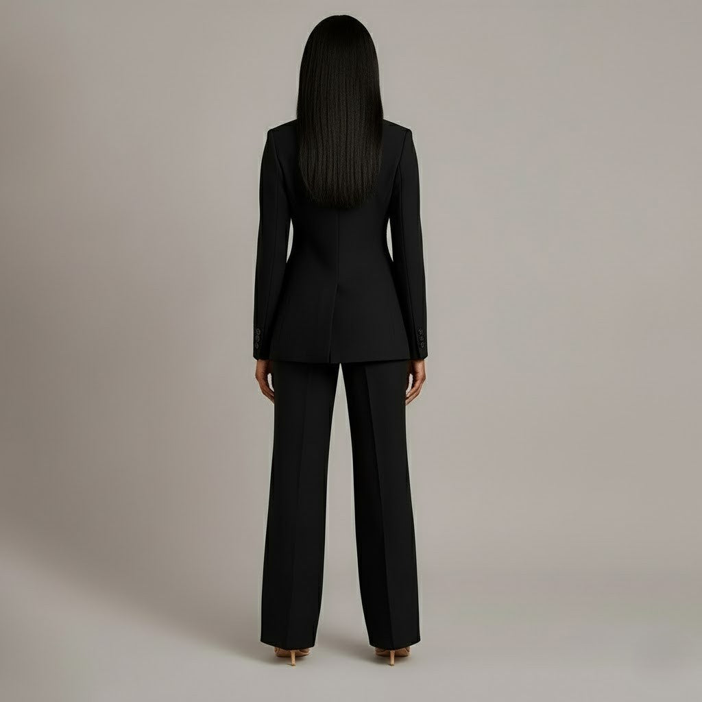 Women's Fall Jacket Suit with Tailored Trousers in Black 3