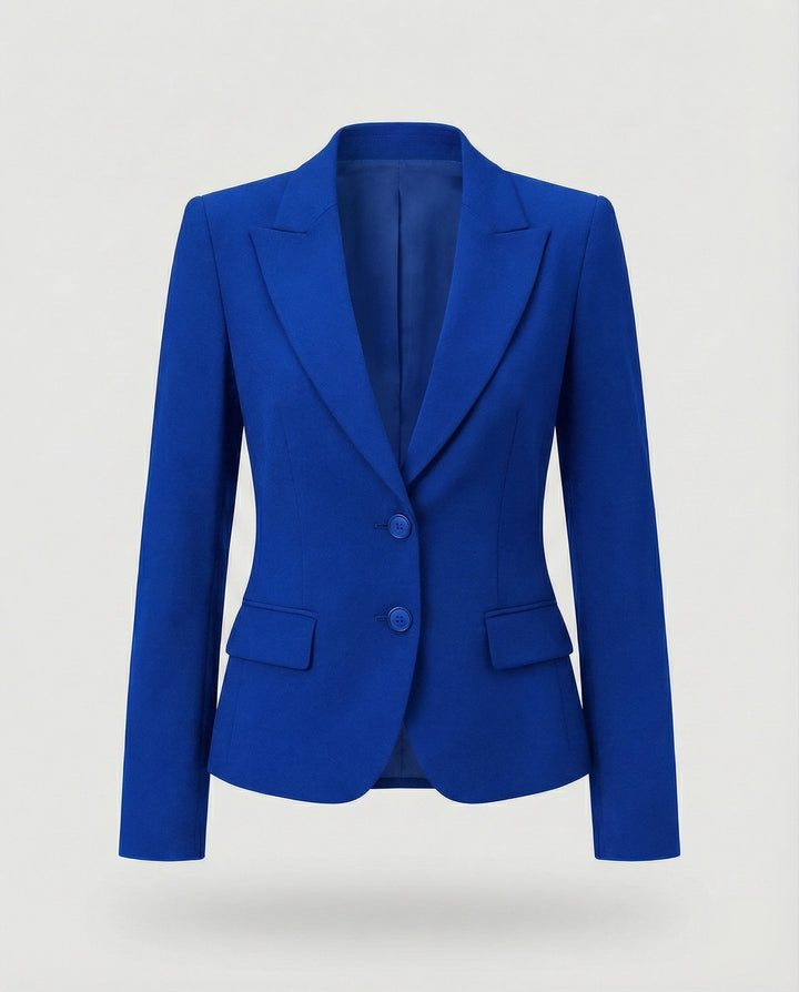 Women's Fall Jacket with Tailored Peplum Hem in Blue