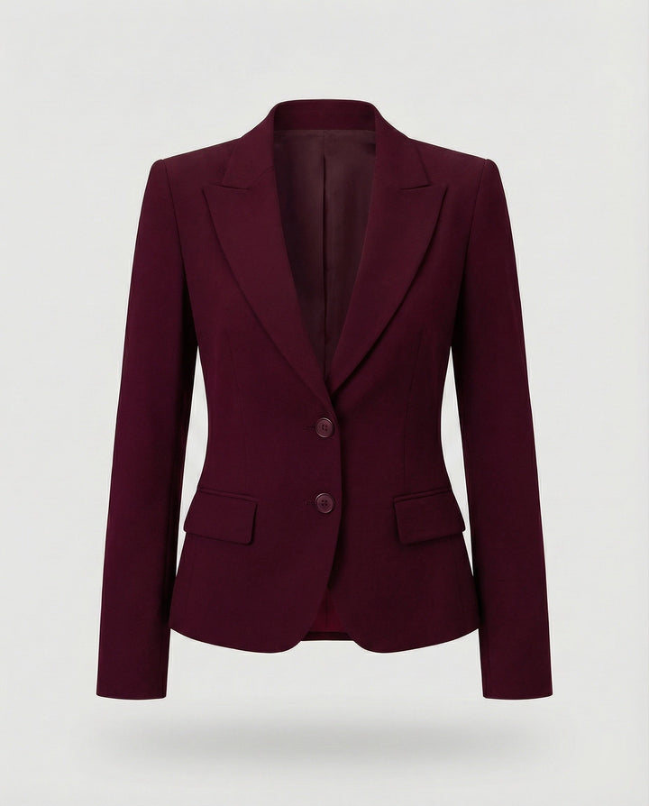 Women's Fall Jacket with Tailored Peplum Hem in Burgundy