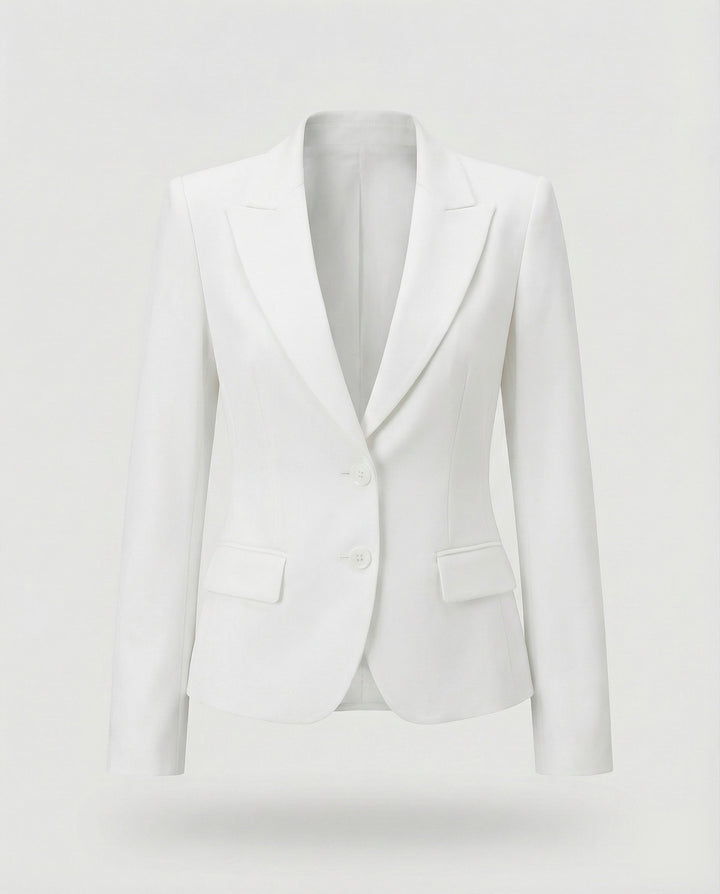 Women's Fall Jacket with Tailored Peplum Hem in White