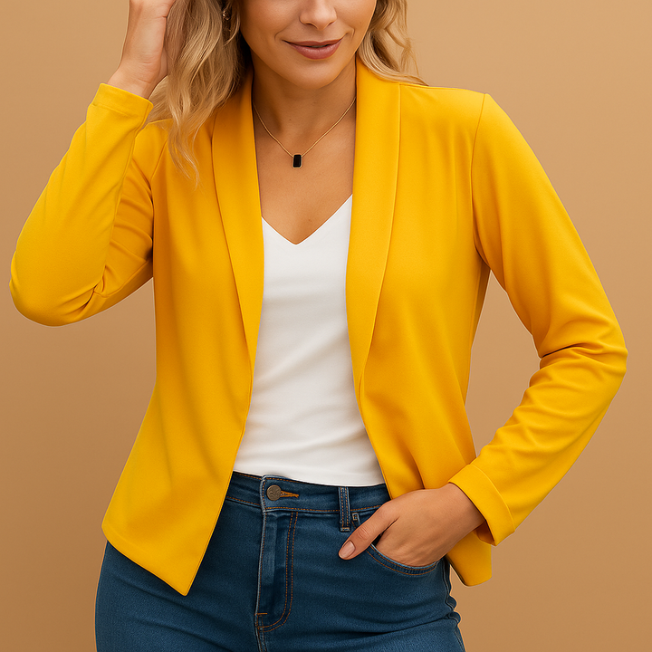 Women's Fall Jacket with Tailored Shawl Collar in Yellow