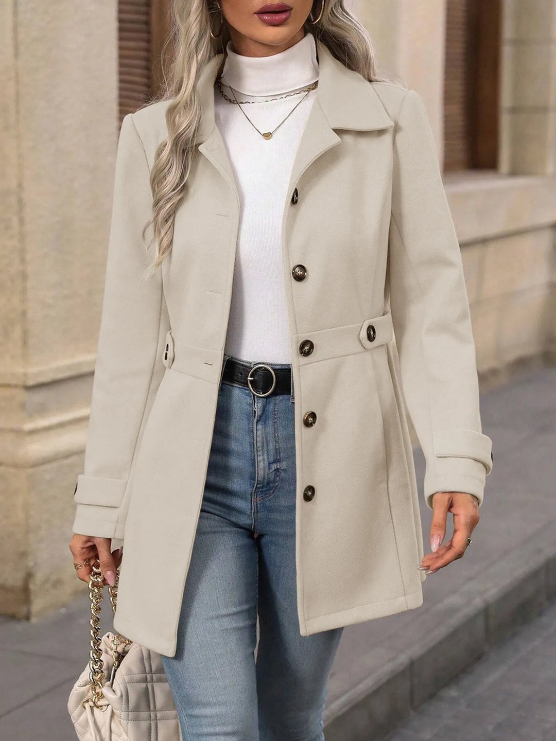 Women's Fall Jacket with Tailored Waist Belt (3)