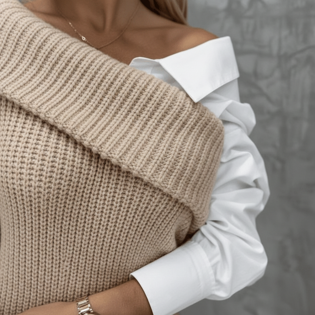 Women's Fall Knitted Dress with Blouse Details (3)