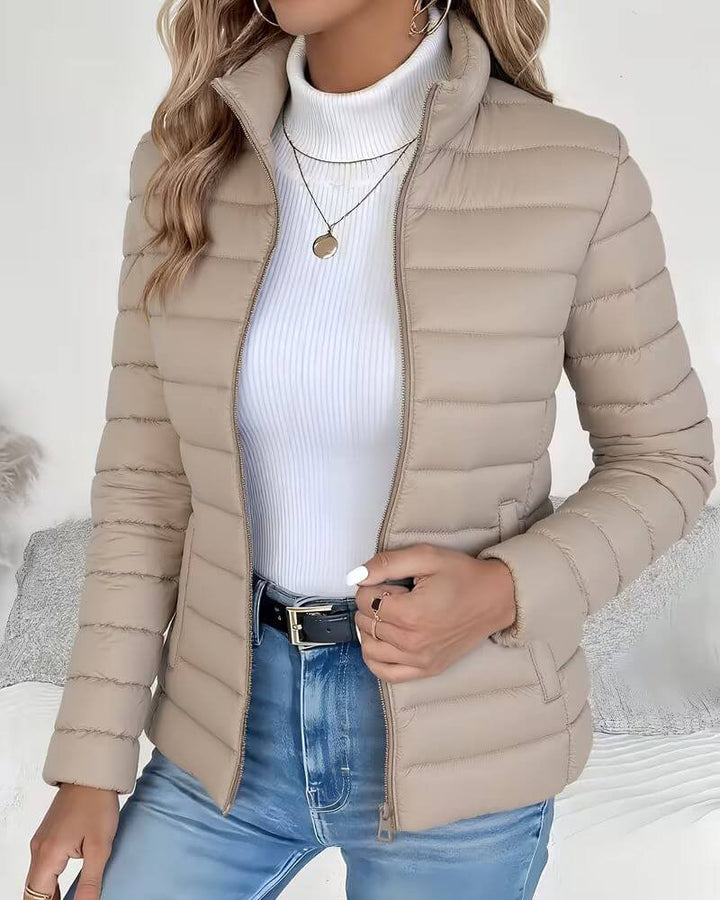 Women's Fall Lightweight Puffer Jacket in Beige
