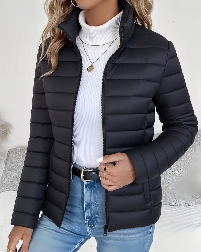 Women's Fall Lightweight Puffer Jacket in Black